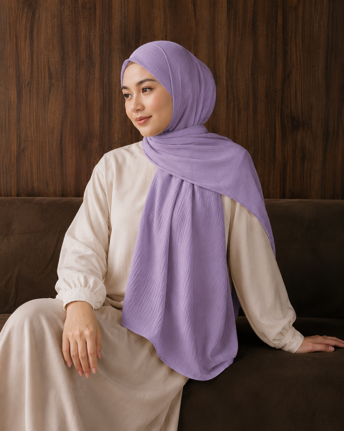 Crinkle Lawn Hijab in Muted Lavender