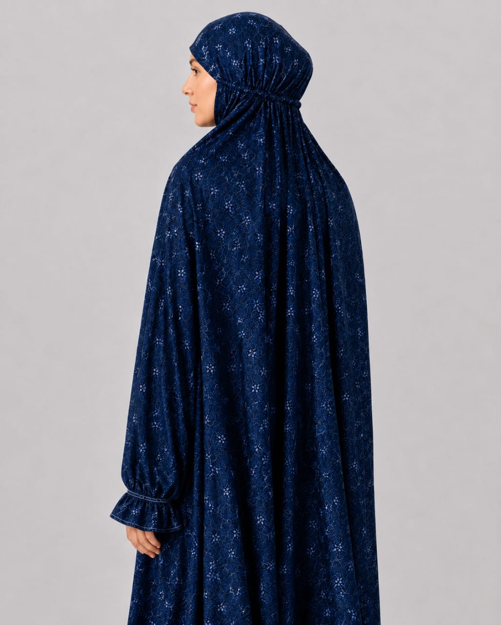 Navy Namaz Chadar - Blossom Print