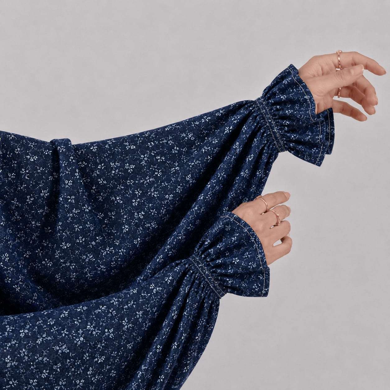 Navy Namaz Chadar - Blossom Print
