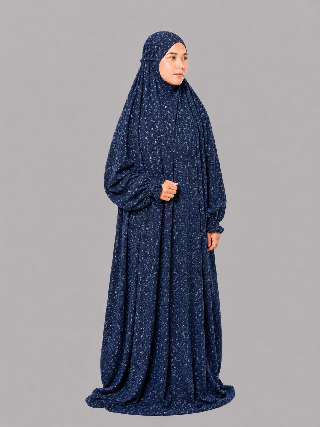 Navy Namaz Chadar - Blossom Print