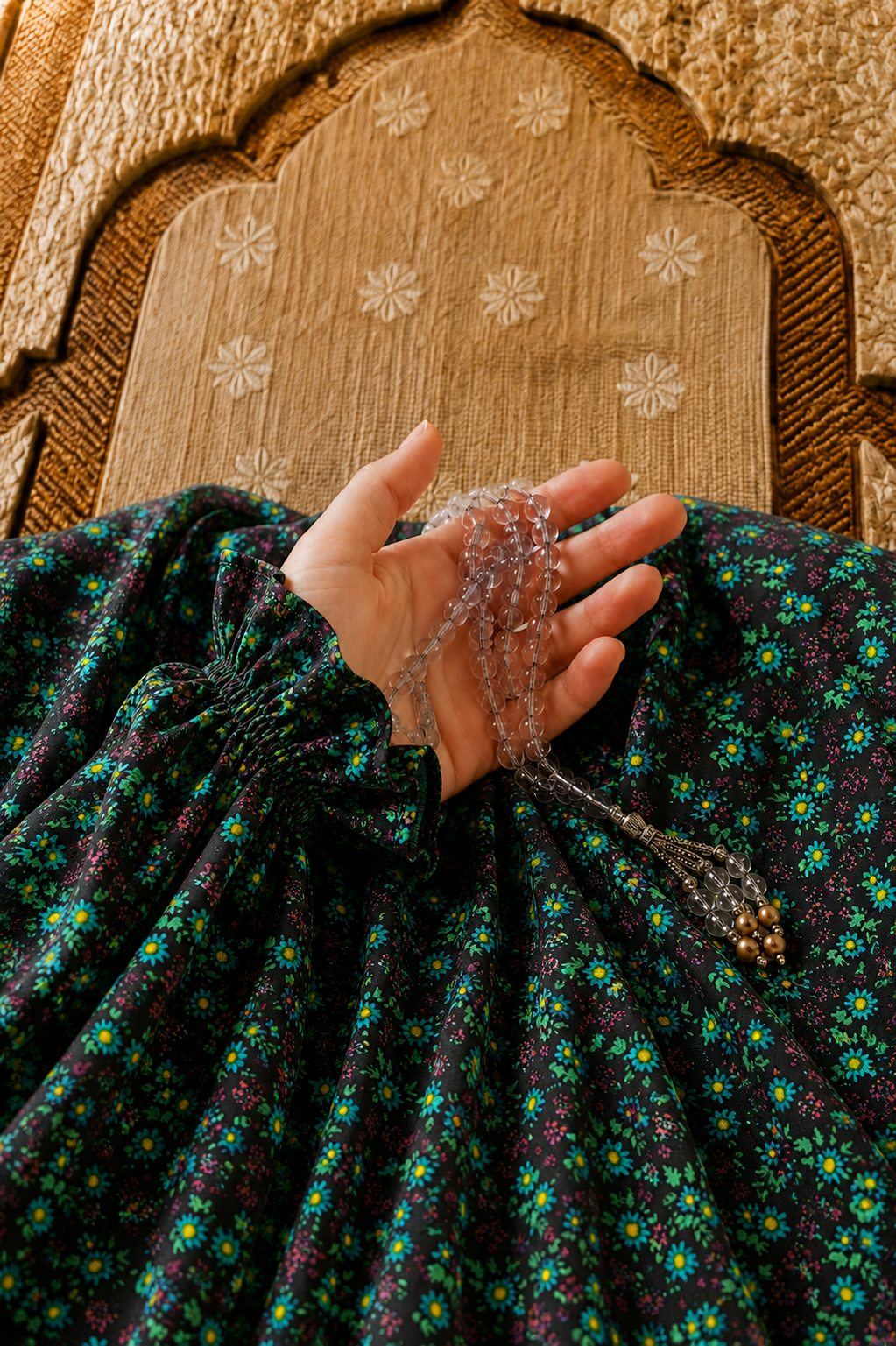 Noir Namaz Chadar - Wildflower Print