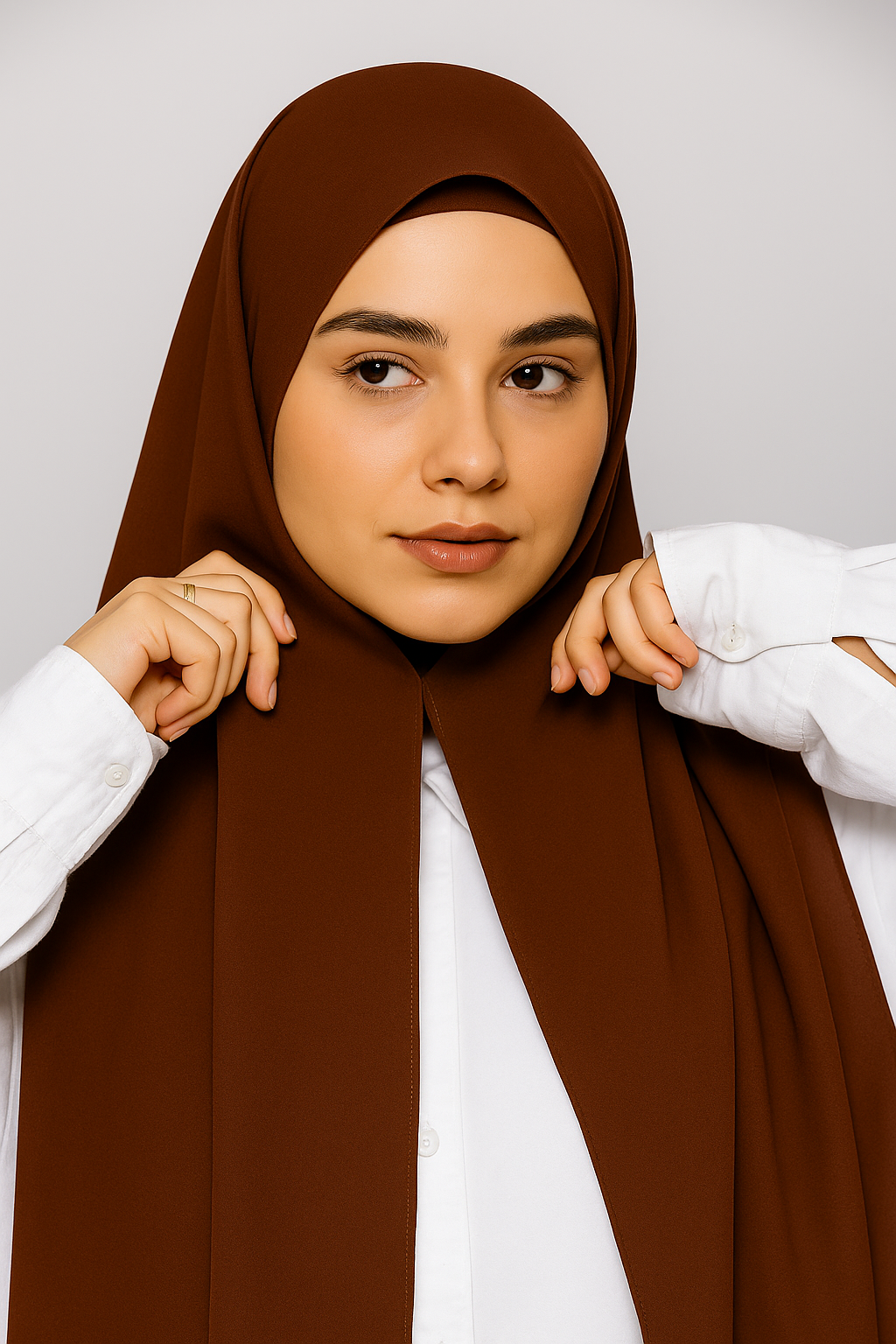 Georgette Instant Hijab With Magnet In Nutella