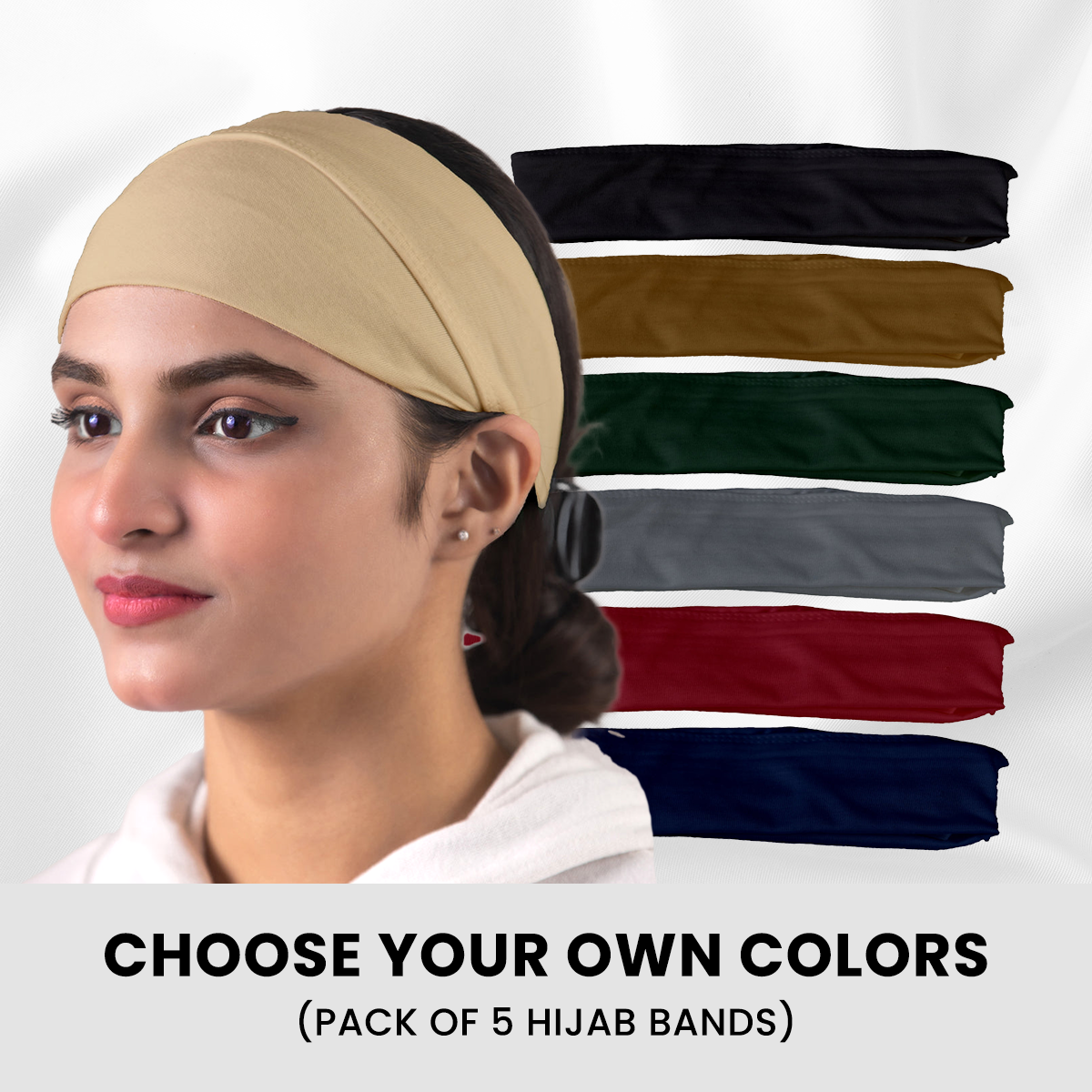 Pack of 5 No Slip Hijab head Bands. In multiple colors.