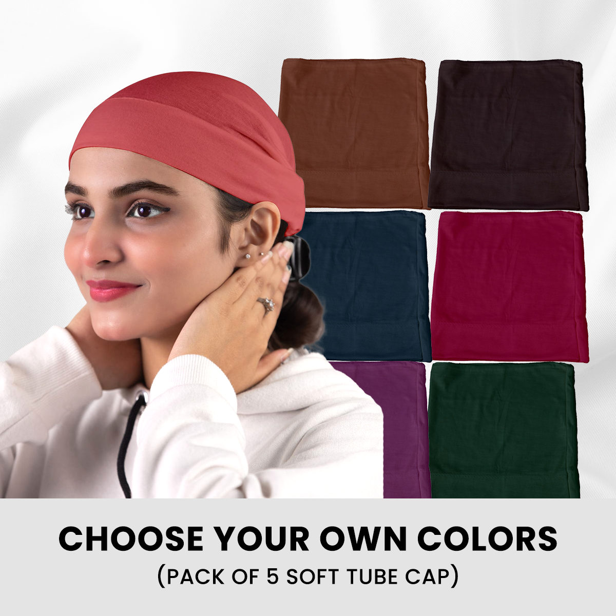 Soft Tube Hijab Inner Caps. pack of 5. Featuring wide range of chic colors. Premium Fabric.