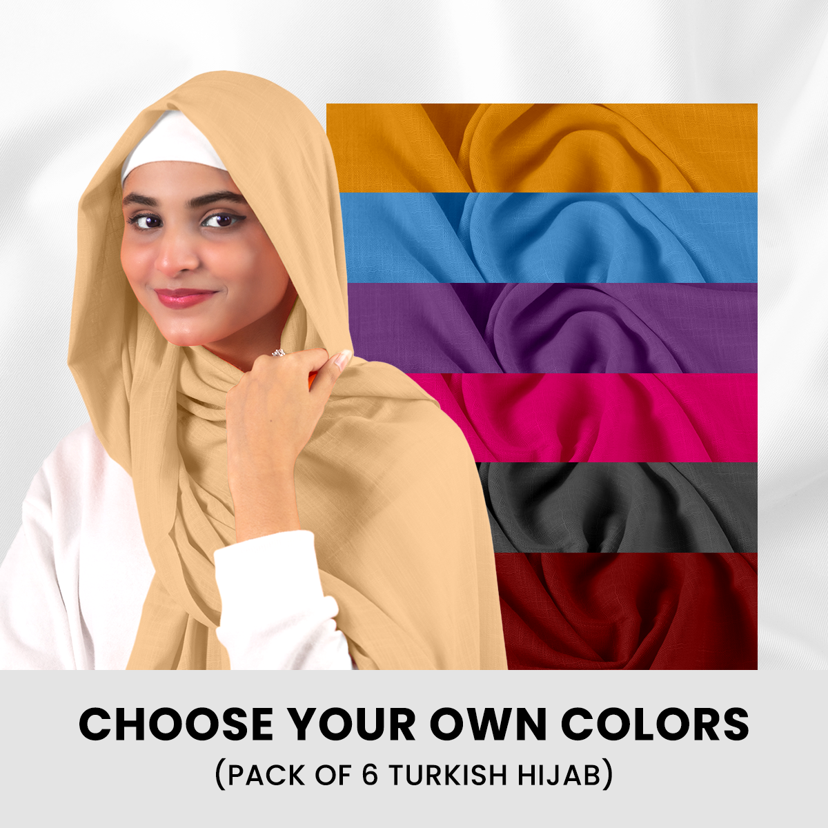 Turkish Viscose Hijabs in multiple colors. Crafted from Viscose, match any outfit.