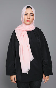 Pastel Pink Turkish Scarf laid flat, showcasing its versatility and smooth finish.