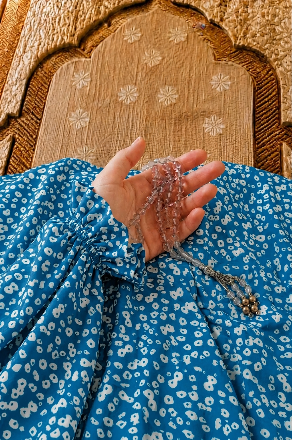 Teal Namaz Chadar - Floral Print
