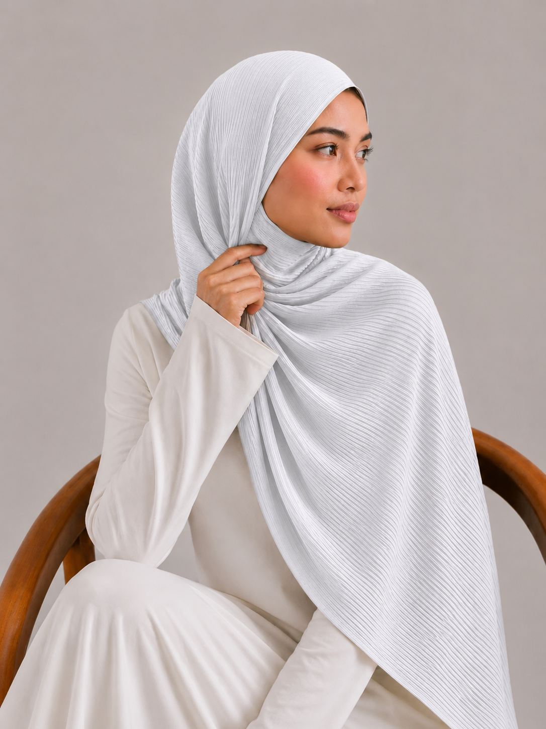 Ribbed Jersey Hijab in Pure White