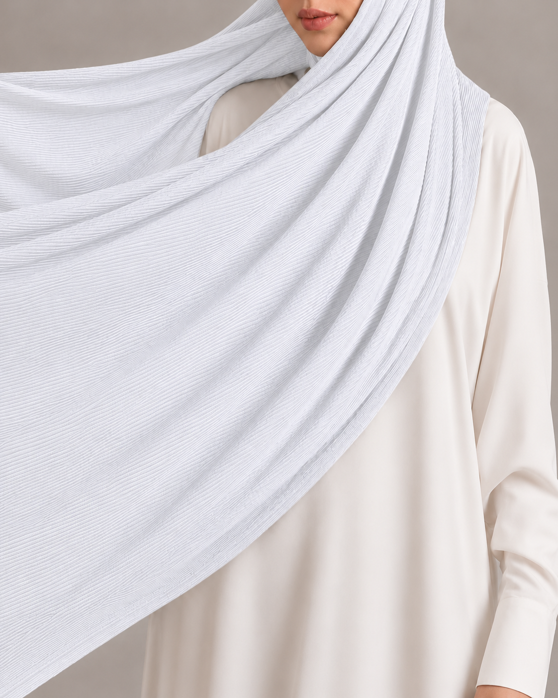 Ribbed Jersey Hijab in Pure White