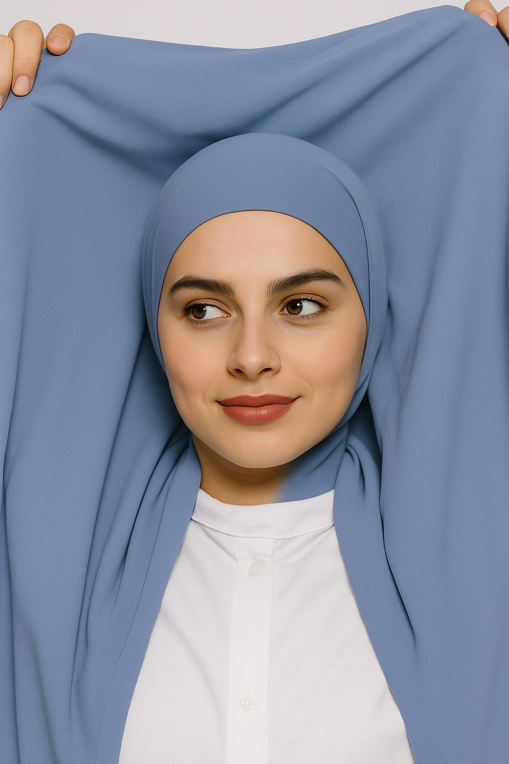 Georgette Instant Hijab With Magnet In Sapphire