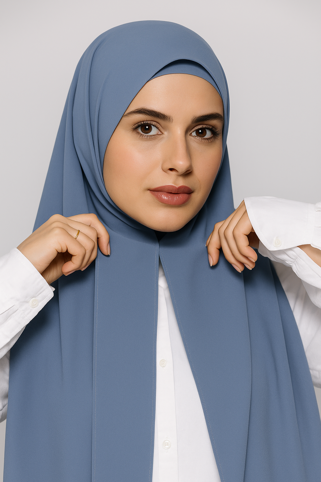 Georgette Instant Hijab With Magnet In Sapphire