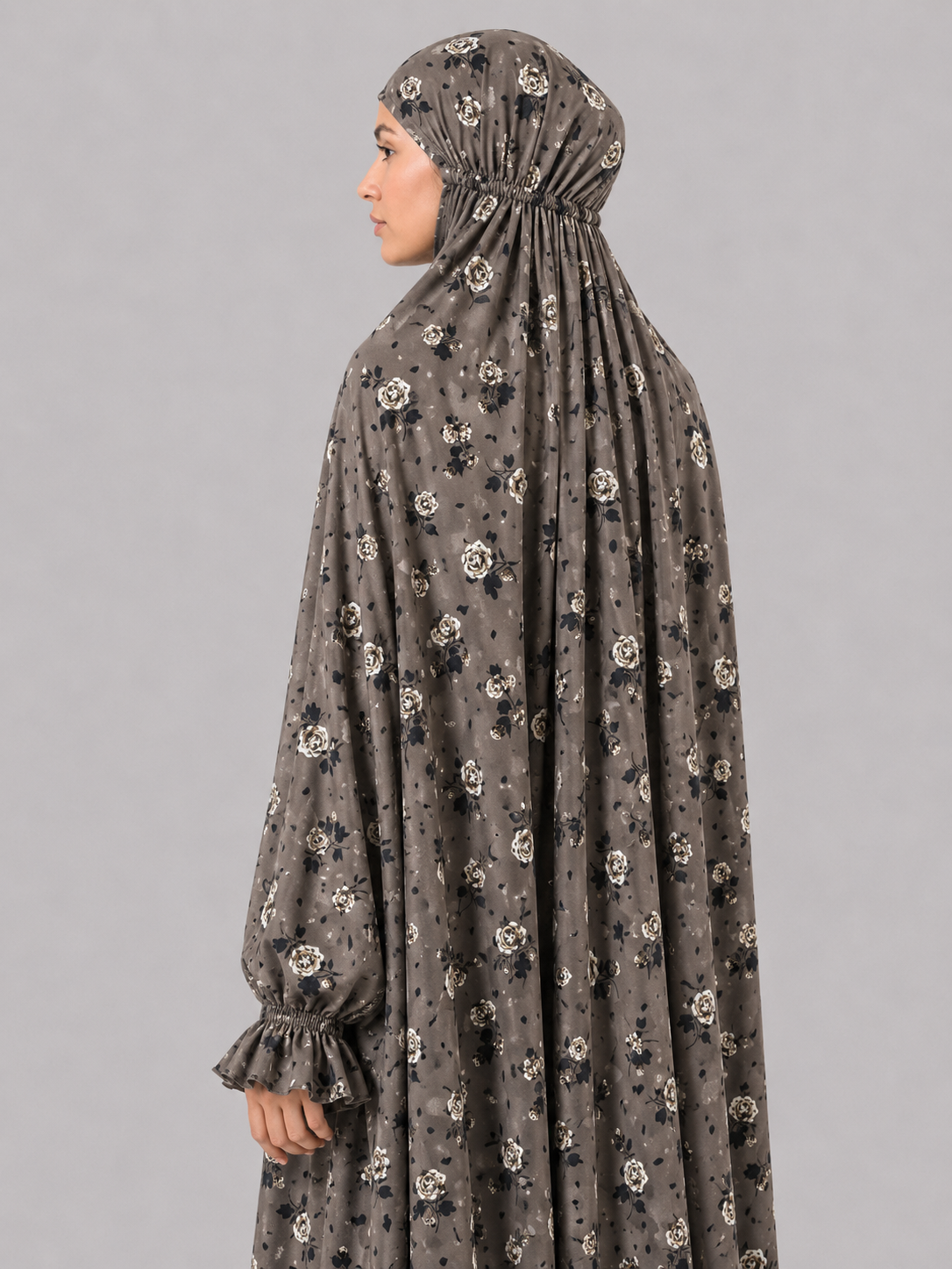 Taupe Namaz Chadar - Rose Print