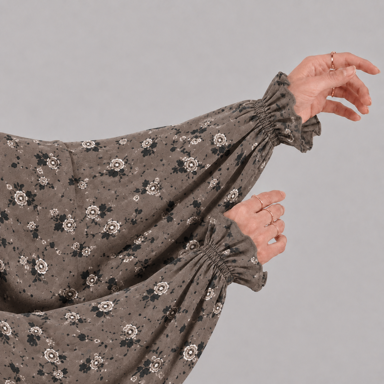 Taupe Namaz Chadar - Rose Print