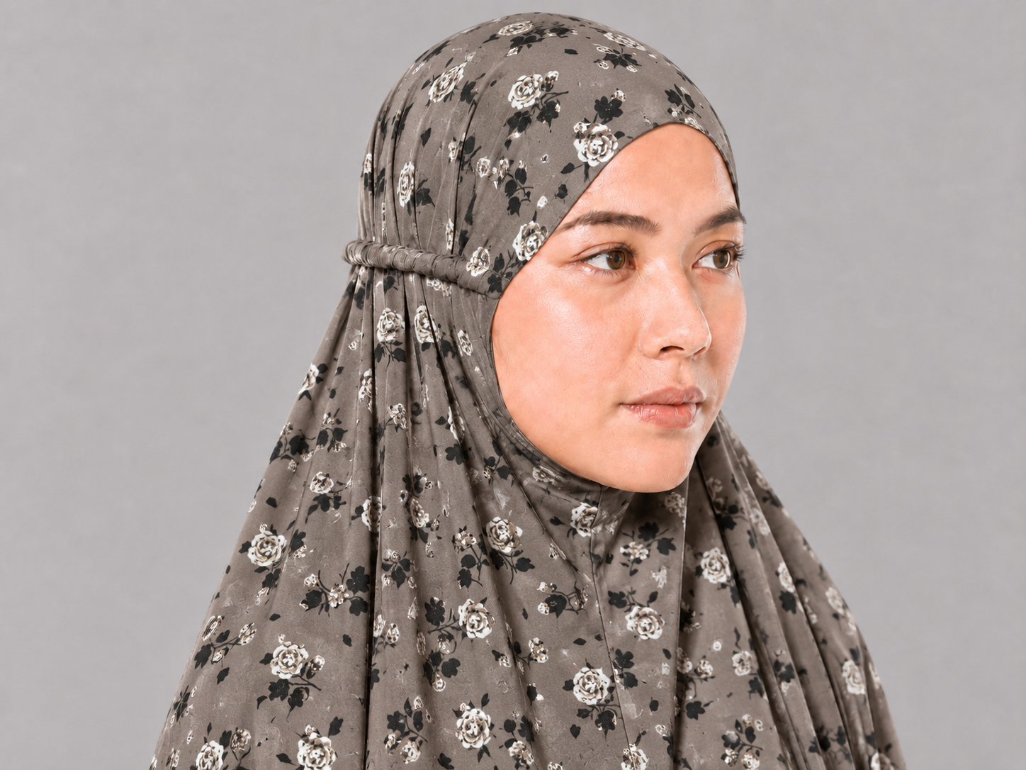 Taupe Namaz Chadar - Rose Print