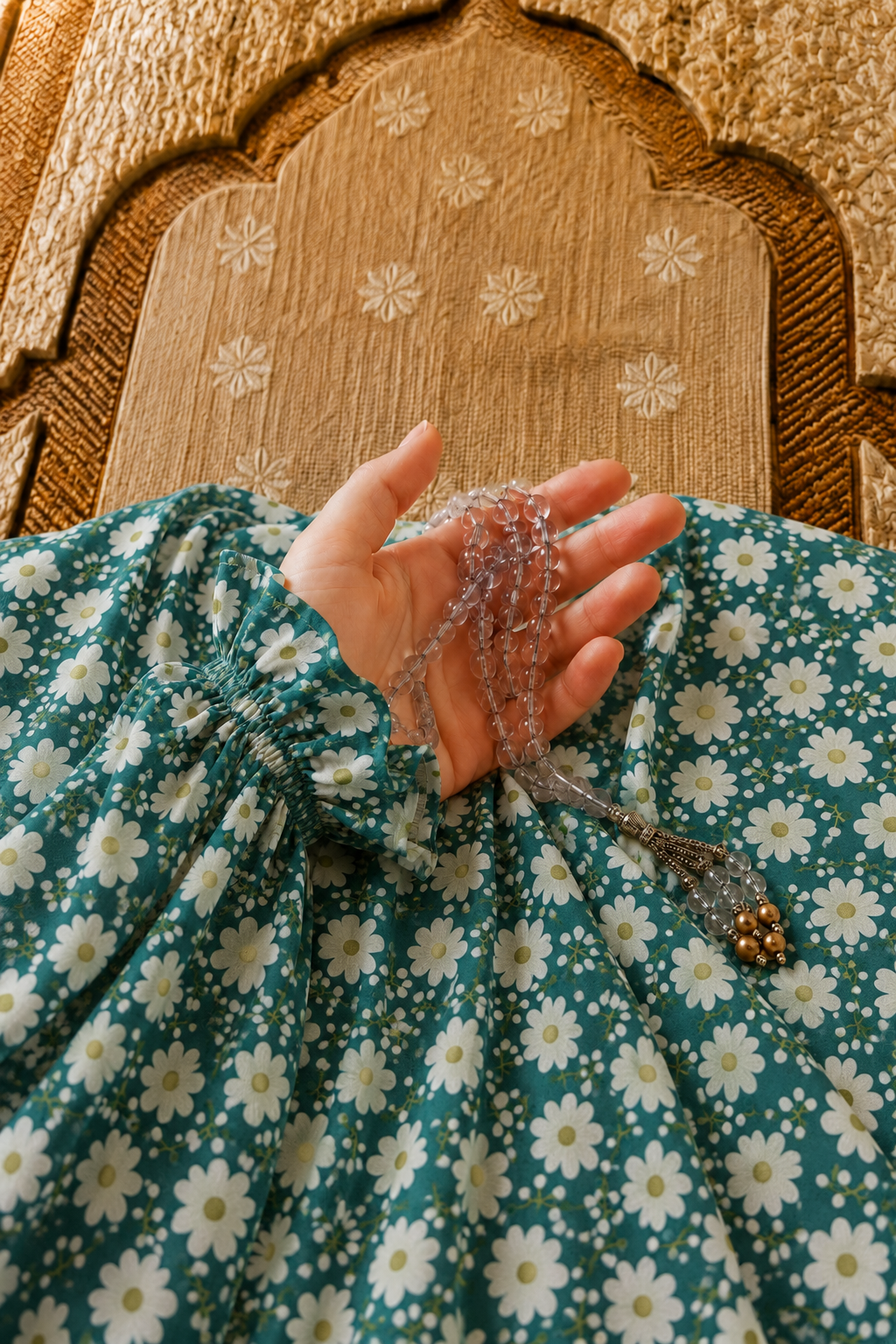 Teal Namaz Chadar - Daisy Print