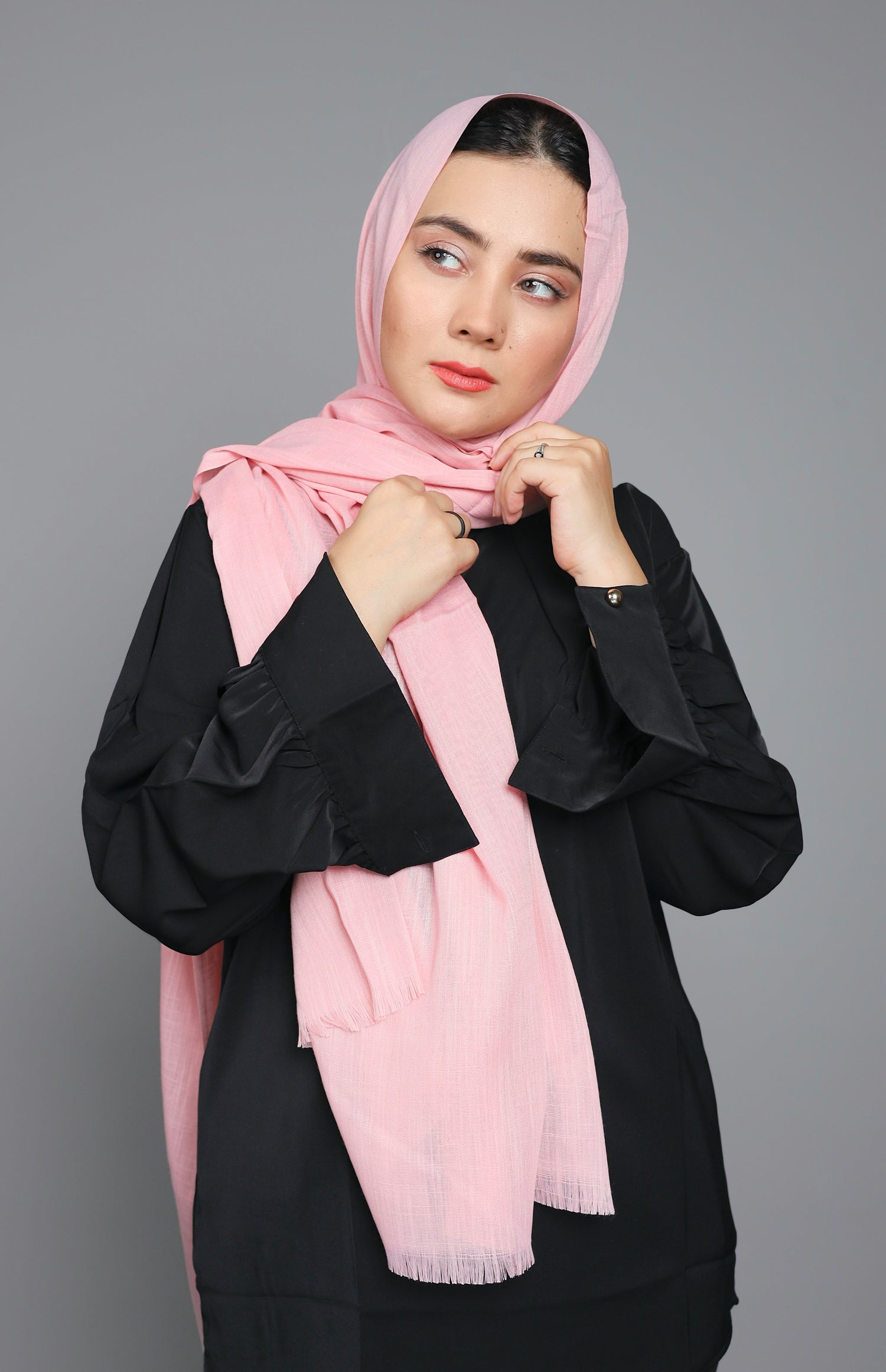 Close-up of Turkish Viscose Hijab in Vintage Pink, showcasing soft, smooth texture.