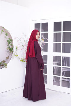 Amirah Abaya Online Shopping in Pakistan. Girl Wearing mauve Burqa made from premium nida fabric.