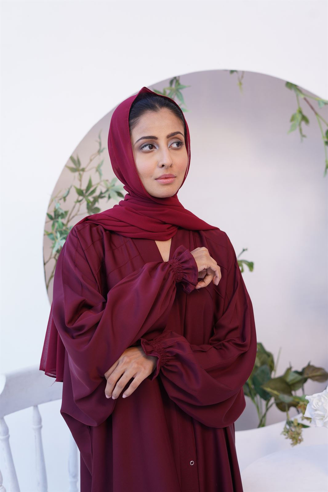 Paintex Kaftan Gown Abaya In Maroon