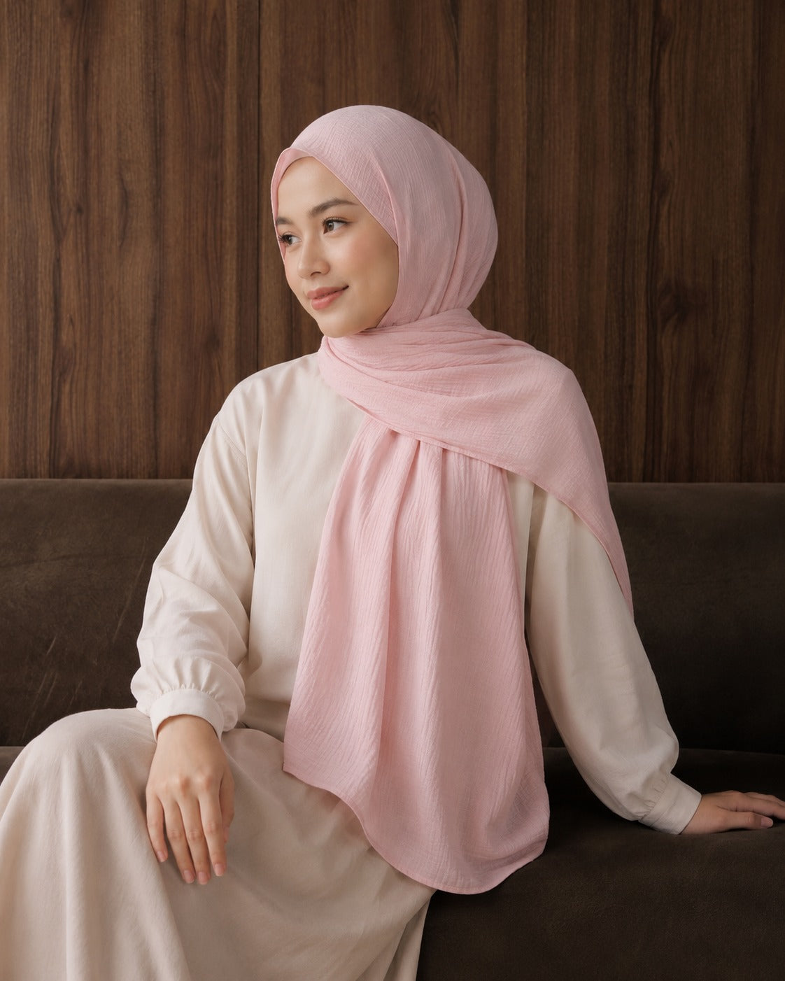 Crinkle Lawn Hijab in Baby Pink