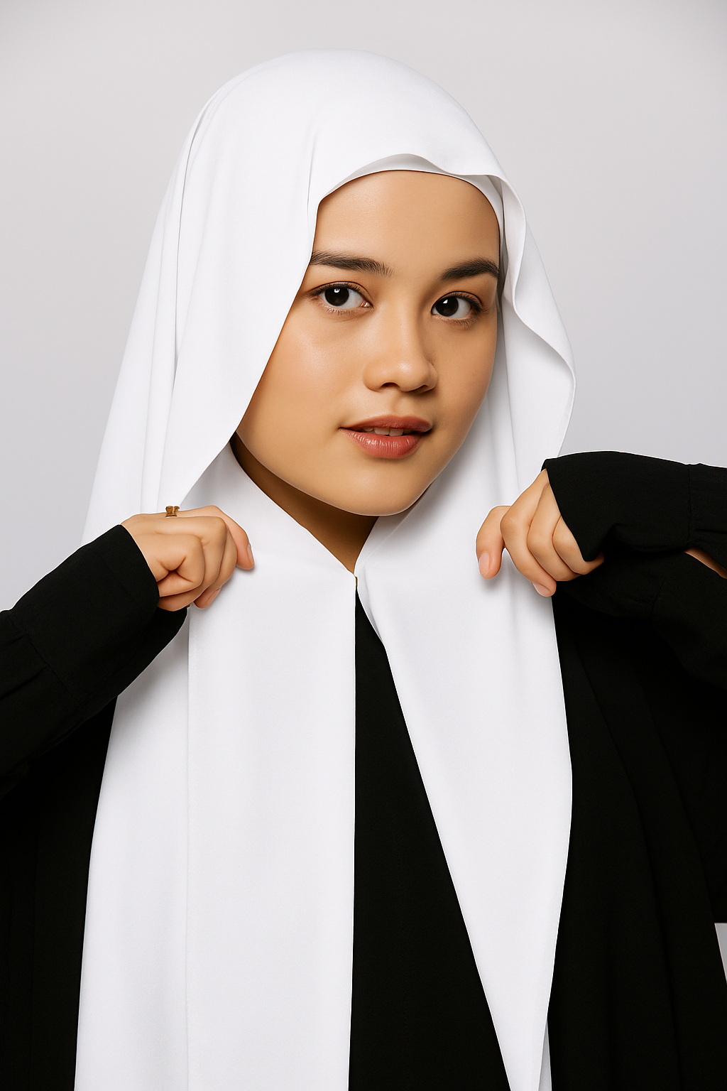 Georgette Instant Hijab With Magnet In White