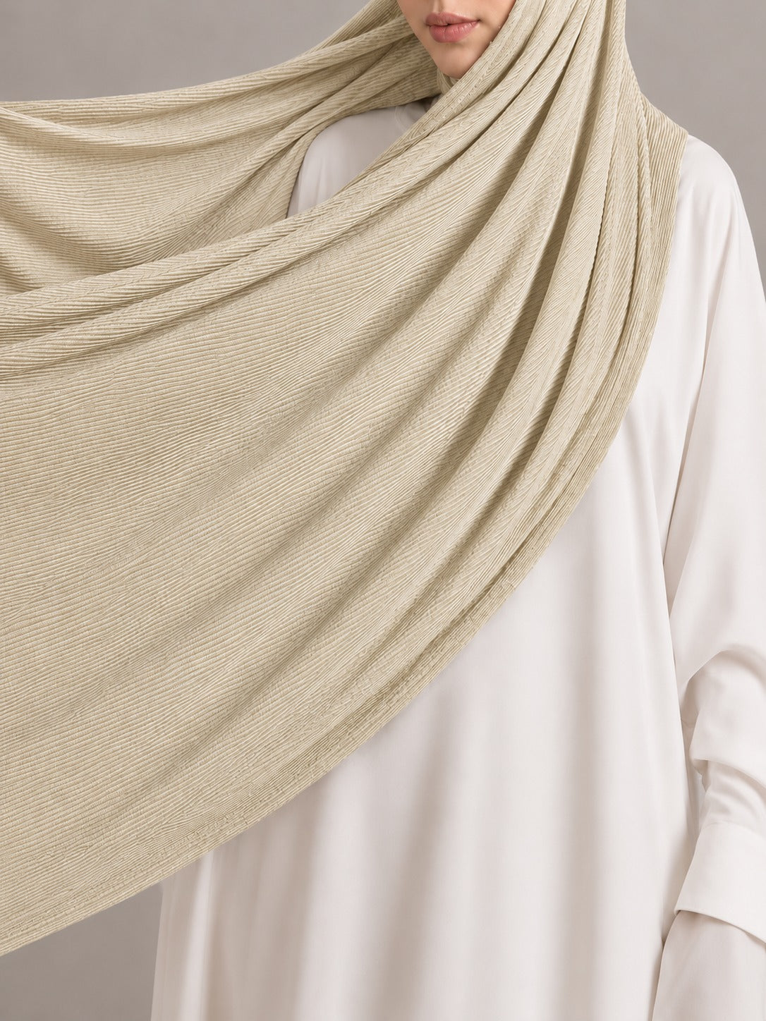 Ribbed Jersey Hijab in Beige