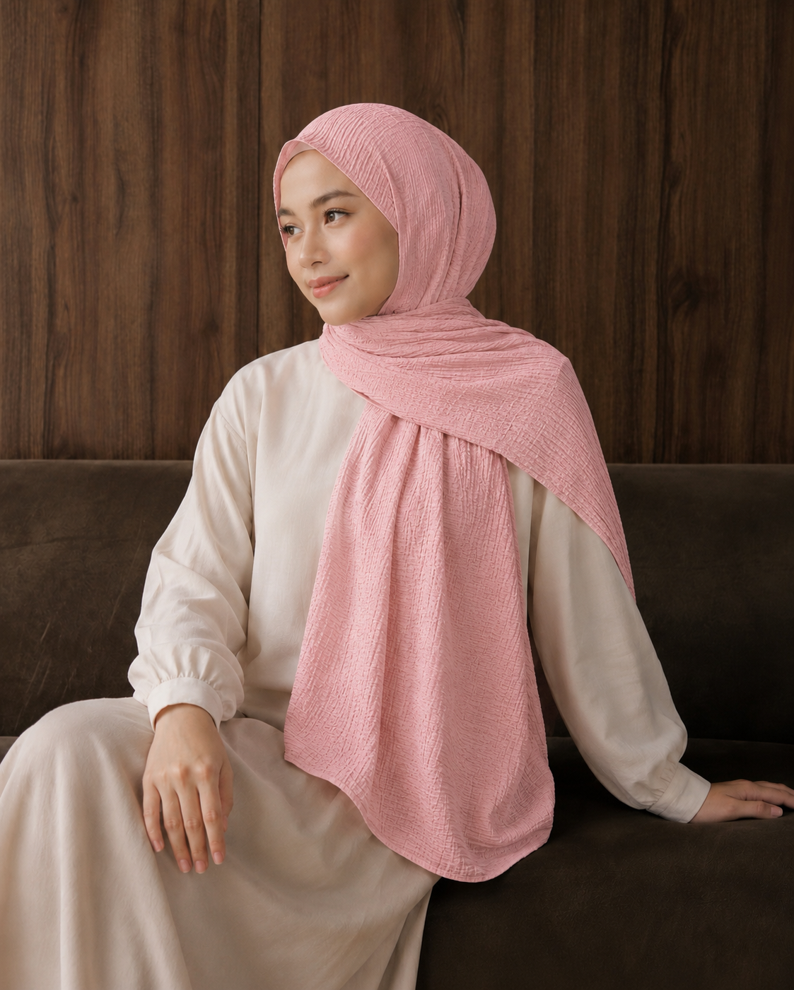 Crinkle Lawn Hijab in Blush Pink