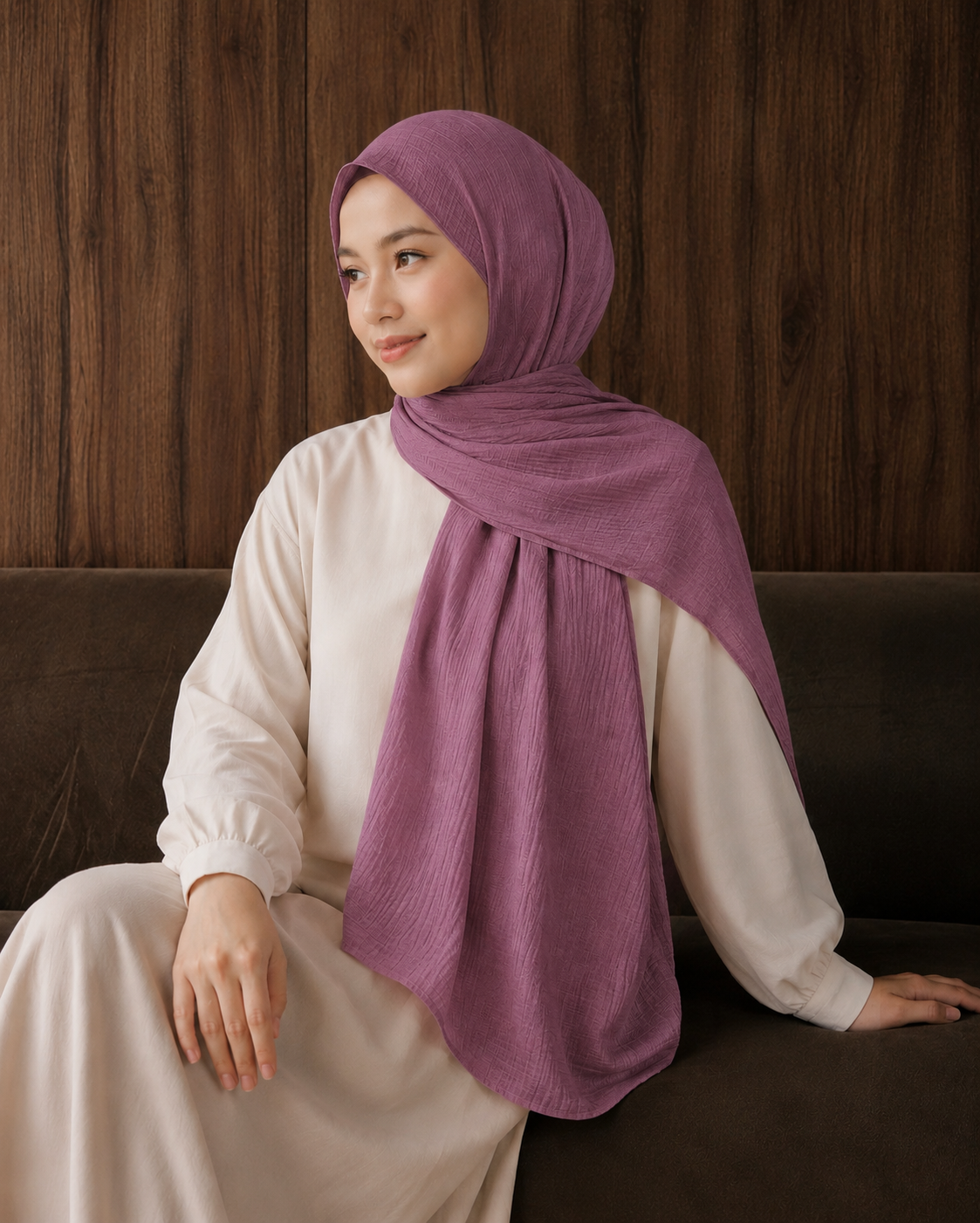 Crinkle Lawn Hijab in Dark Orchid