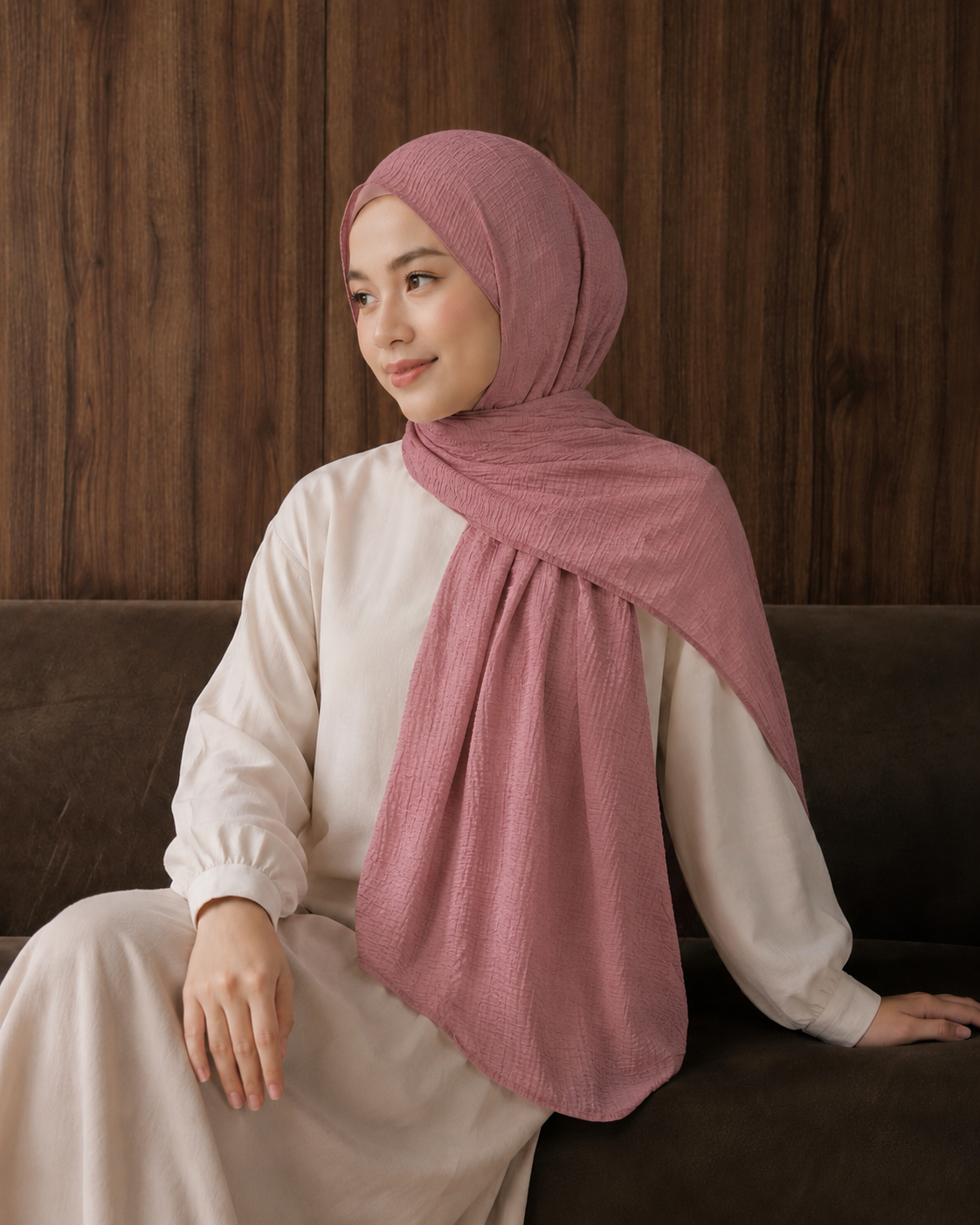 Crinkle Lawn Hijab in Dusty Rose