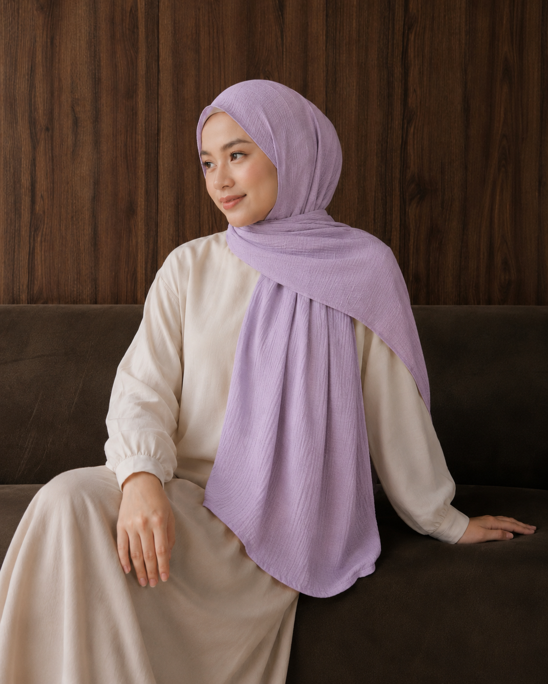 Crinkle Lawn Hijab in Lilac