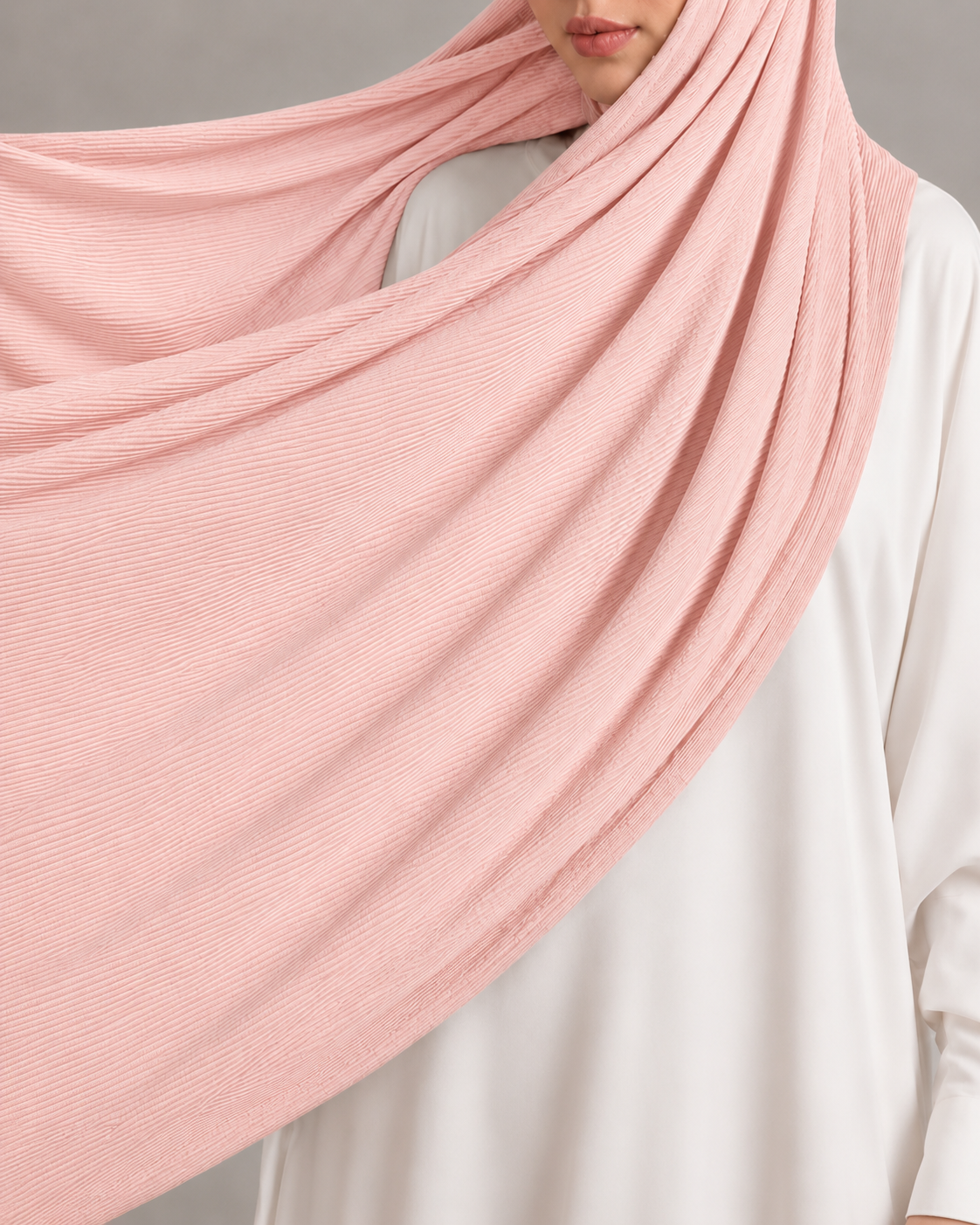 Ribbed Jersey Hijab in Peach