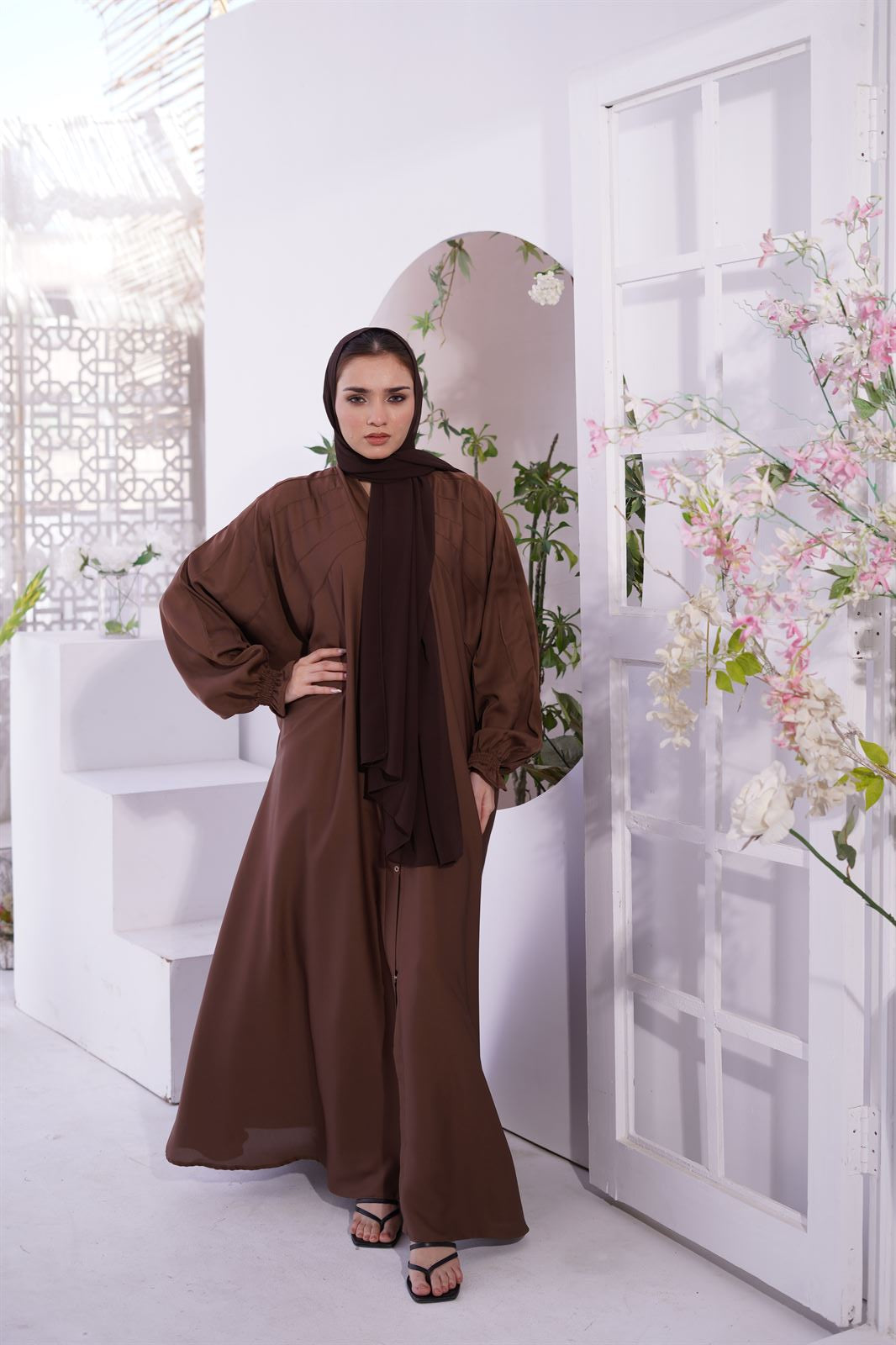 Paintex Kaftan Gown Abaya In Brown