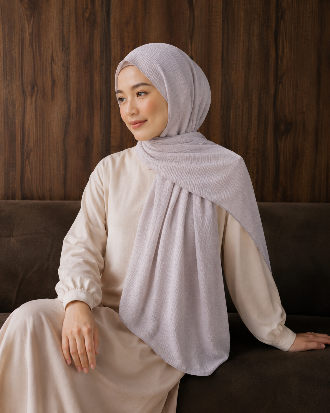 Crinkle Lawn Hijab in Taupe